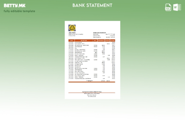 модерен стил шаблон ексел за банкарски извод за домување и трговија во Еритреја